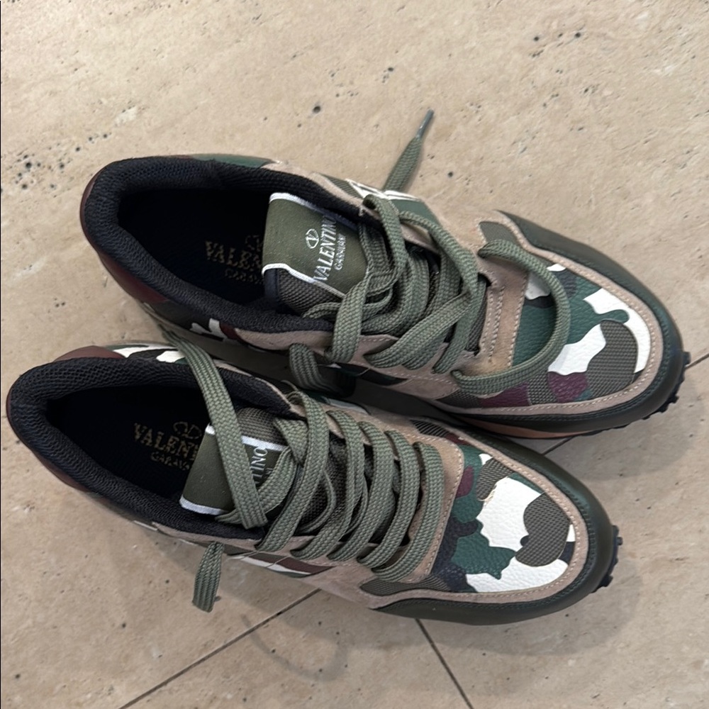 Valentino Green and Brown Camouflage Sneakers NEVER BEEN WORN